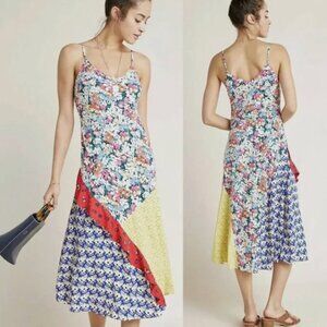 52 Conversations Anthropologie Patchword Midi Dress Cats Lemons Beetles Flowers